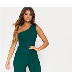 PrettyLittleThing Emerald One-Shoulder Jumpsuit